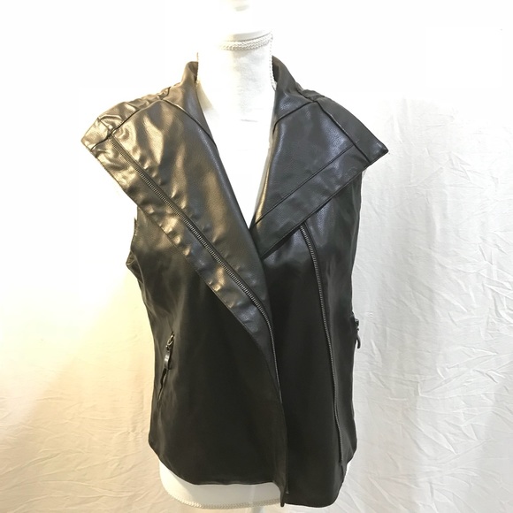 Moda International Vegan Leather Moto Vest - Picture 2 of 5
